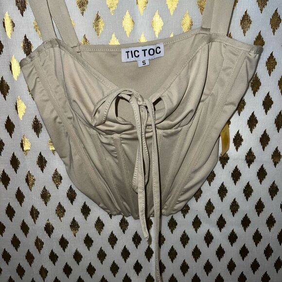 Nude corset crop top strappy tank top tictoc size S - Picture 3 of 4